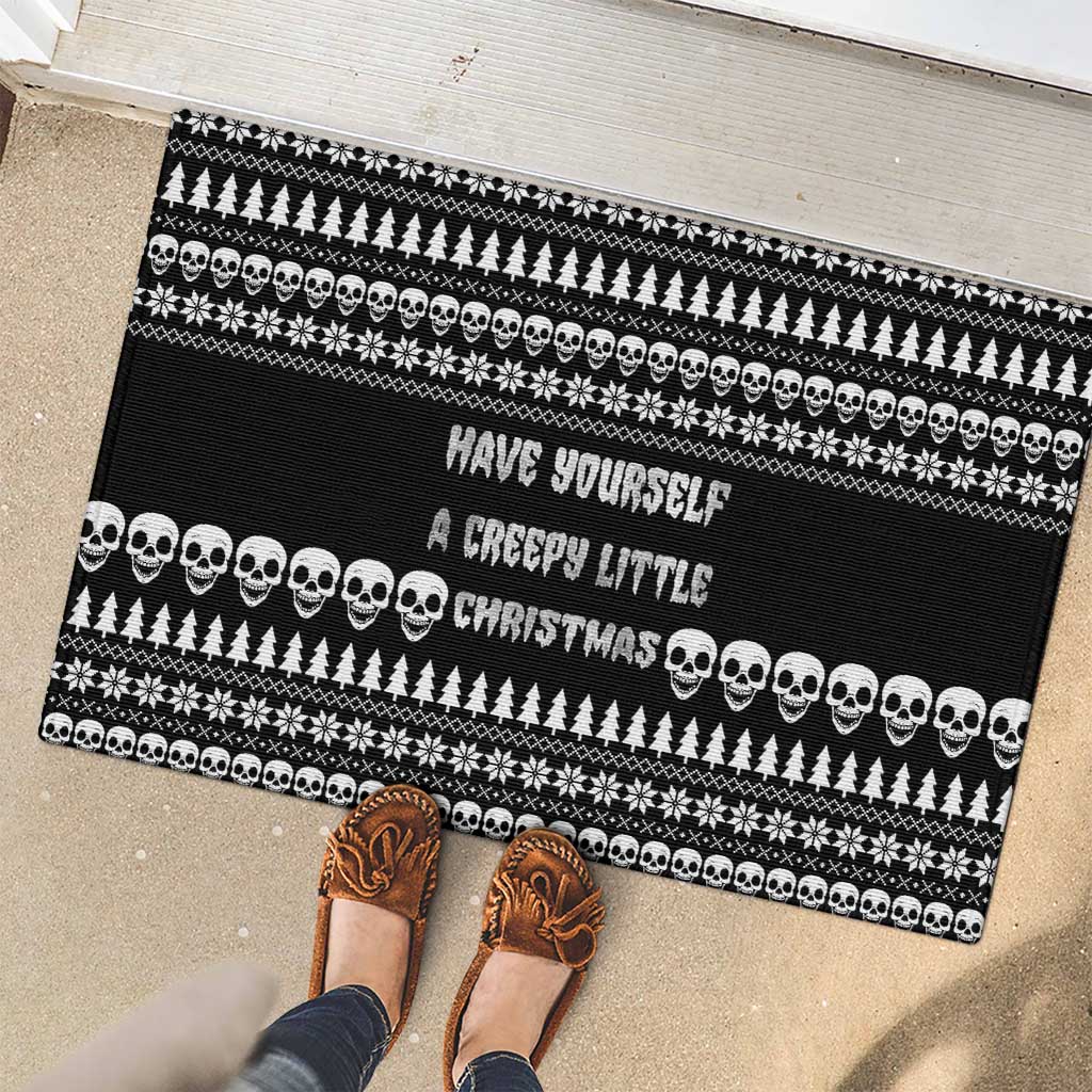Creepy Christmas Rubber Doormat with Skulls Trees and Gothic Holiday Pattern - Wonder Print Shop