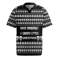 Creepy Christmas Rugby Jersey with Skulls Trees and Gothic Holiday Pattern - Wonder Print Shop