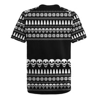 Creepy Christmas Rugby Jersey with Skulls Trees and Gothic Holiday Pattern - Wonder Print Shop