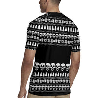 Creepy Christmas Rugby Jersey with Skulls Trees and Gothic Holiday Pattern - Wonder Print Shop