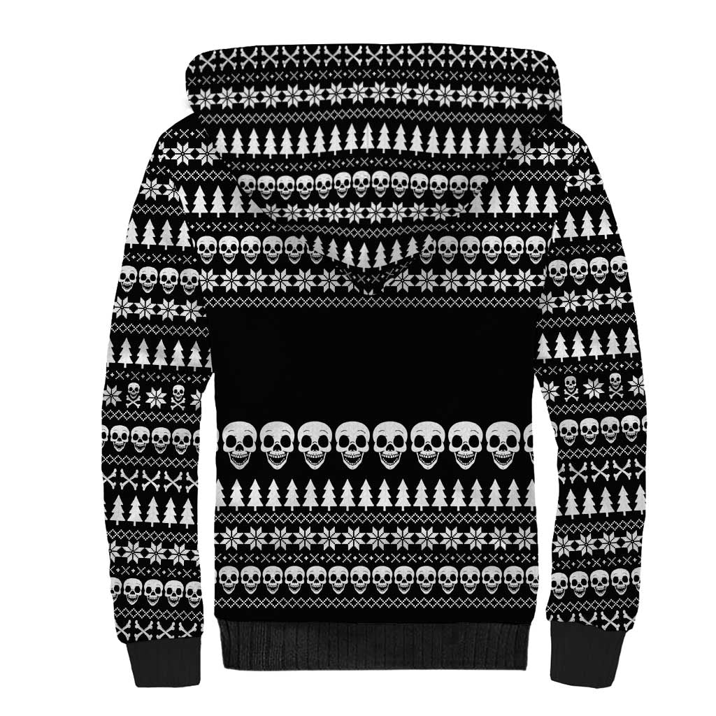 Creepy Christmas Sherpa Hoodie with Skulls Trees and Gothic Holiday Pattern - Wonder Print Shop