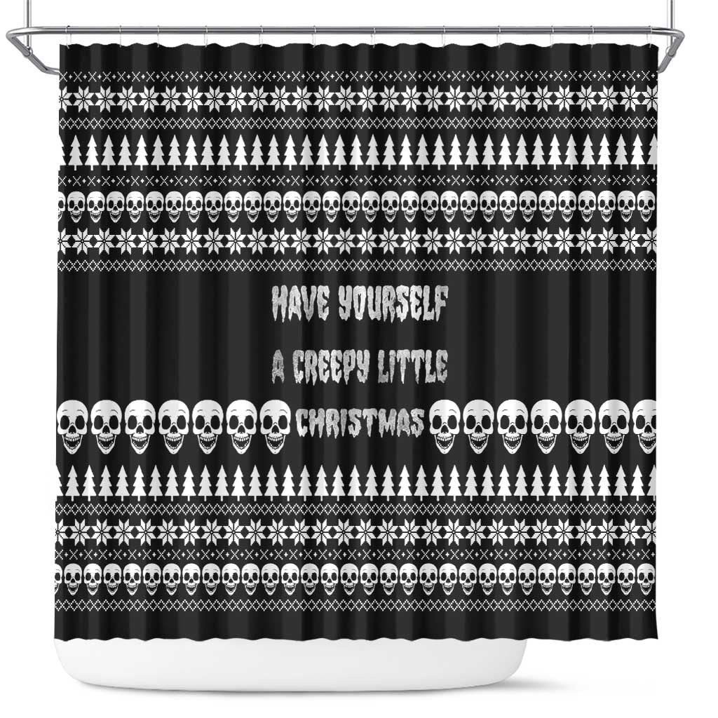 Creepy Christmas Shower Curtain with Skulls Trees and Gothic Holiday Pattern - Wonder Print Shop