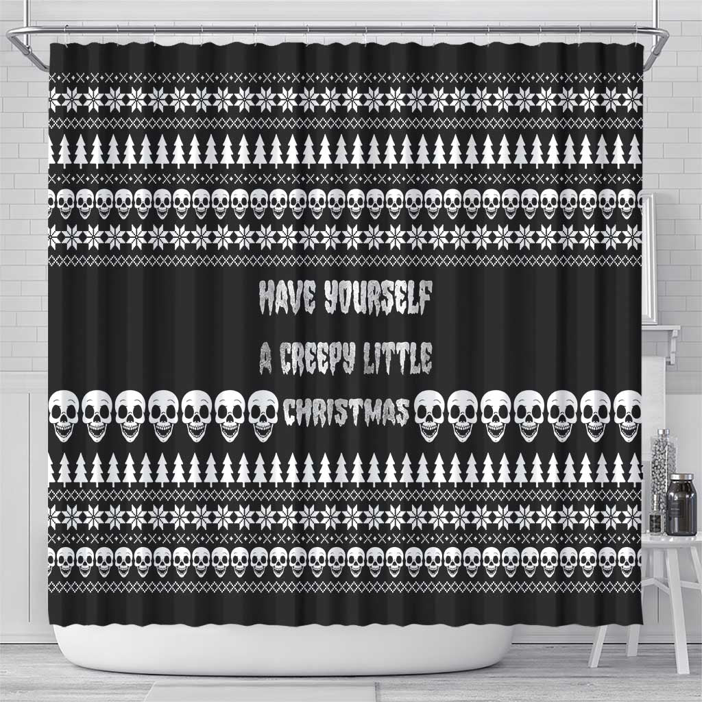 Creepy Christmas Shower Curtain with Skulls Trees and Gothic Holiday Pattern - Wonder Print Shop