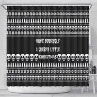 Creepy Christmas Shower Curtain with Skulls Trees and Gothic Holiday Pattern - Wonder Print Shop