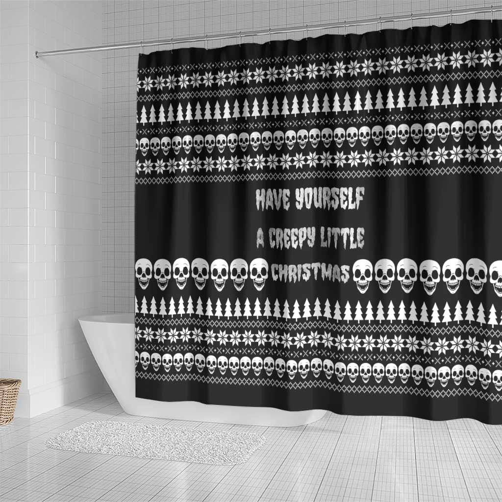 Creepy Christmas Shower Curtain with Skulls Trees and Gothic Holiday Pattern - Wonder Print Shop