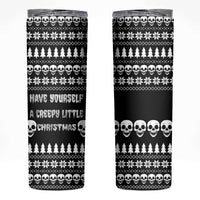 Creepy Christmas Skinny Tumbler with Skulls Trees and Gothic Holiday Pattern - Wonder Print Shop