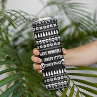 Creepy Christmas Skinny Tumbler with Skulls Trees and Gothic Holiday Pattern - Wonder Print Shop