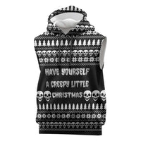 Creepy Christmas Sleeveless Hoodie with Skulls Trees and Gothic Holiday Pattern - Wonder Print Shop