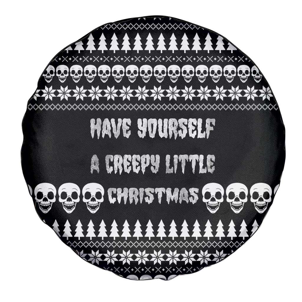 Creepy Christmas Spare Tire Cover with Skulls Trees and Gothic Holiday Pattern - Wonder Print Shop