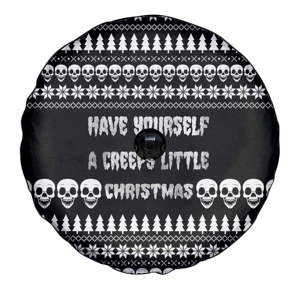 Creepy Christmas Spare Tire Cover with Skulls Trees and Gothic Holiday Pattern - Wonder Print Shop