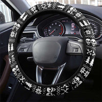 Creepy Christmas Steering Wheel Cover with Skulls Trees and Gothic Holiday Pattern - Wonder Print Shop