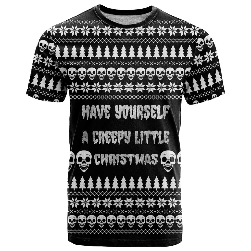 Creepy Christmas T Shirt with Skulls Trees and Gothic Holiday Pattern - Wonder Print Shop
