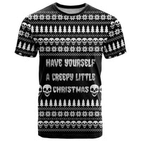 Creepy Christmas T Shirt with Skulls Trees and Gothic Holiday Pattern - Wonder Print Shop
