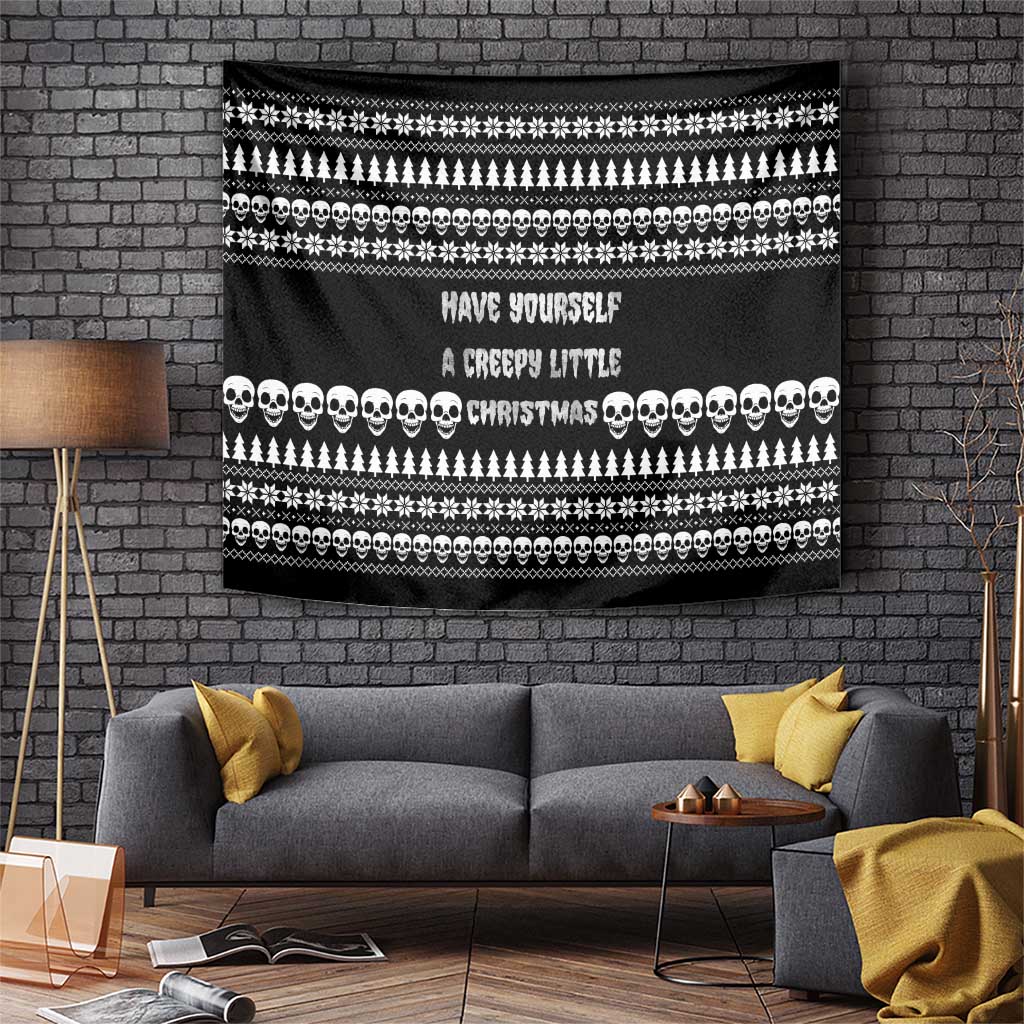 Creepy Christmas Tapestry with Skulls Trees and Gothic Holiday Pattern - Wonder Print Shop