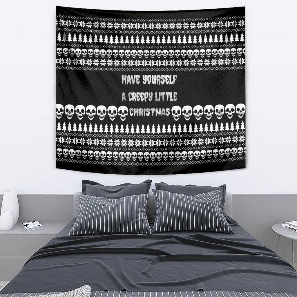 Creepy Christmas Tapestry with Skulls Trees and Gothic Holiday Pattern - Wonder Print Shop