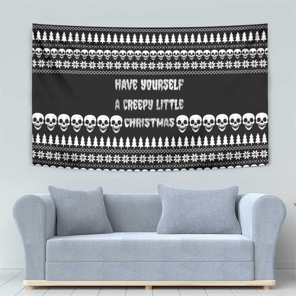 Creepy Christmas Tapestry with Skulls Trees and Gothic Holiday Pattern - Wonder Print Shop