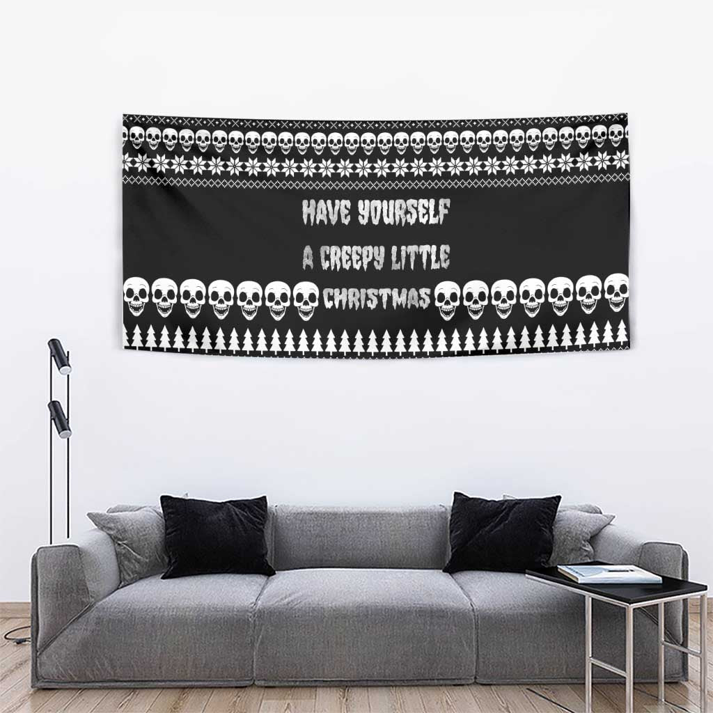 Creepy Christmas Tapestry with Skulls Trees and Gothic Holiday Pattern - Wonder Print Shop