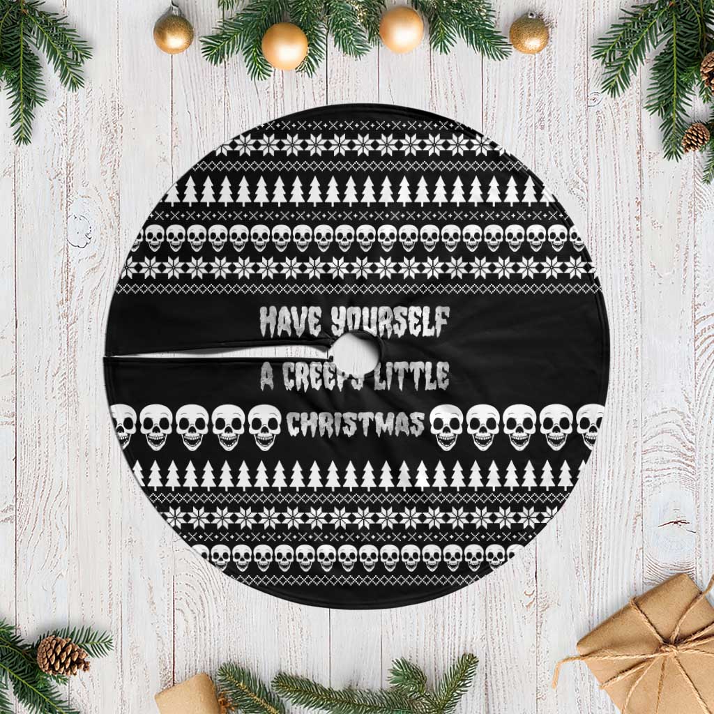 Creepy Christmas Tree Skirt with Skulls Trees and Gothic Holiday Pattern - Wonder Print Shop