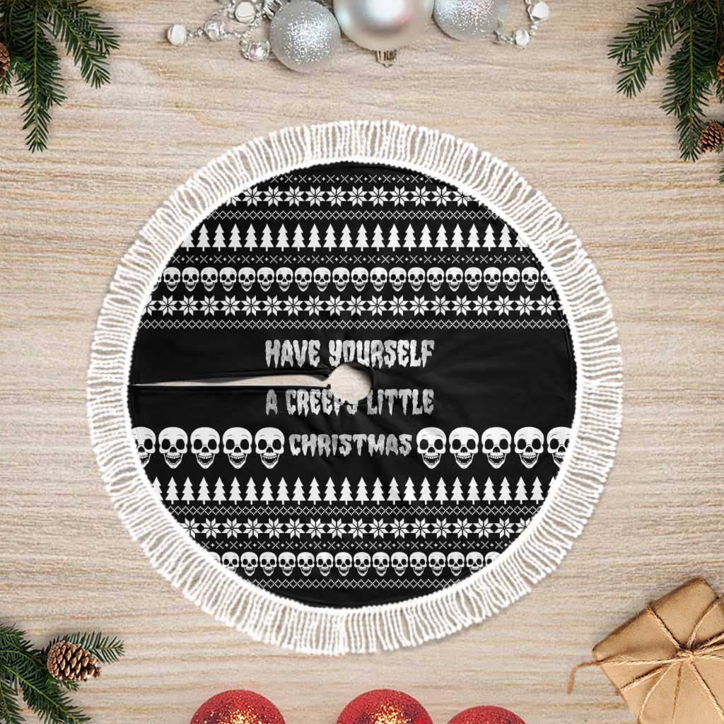 Creepy Christmas Tree Skirt with Skulls Trees and Gothic Holiday Pattern - Wonder Print Shop