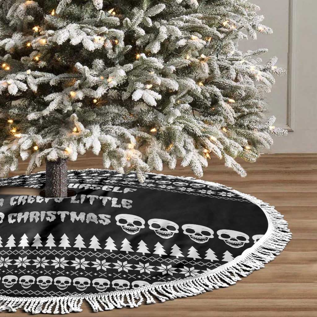 Creepy Christmas Tree Skirt with Skulls Trees and Gothic Holiday Pattern - Wonder Print Shop