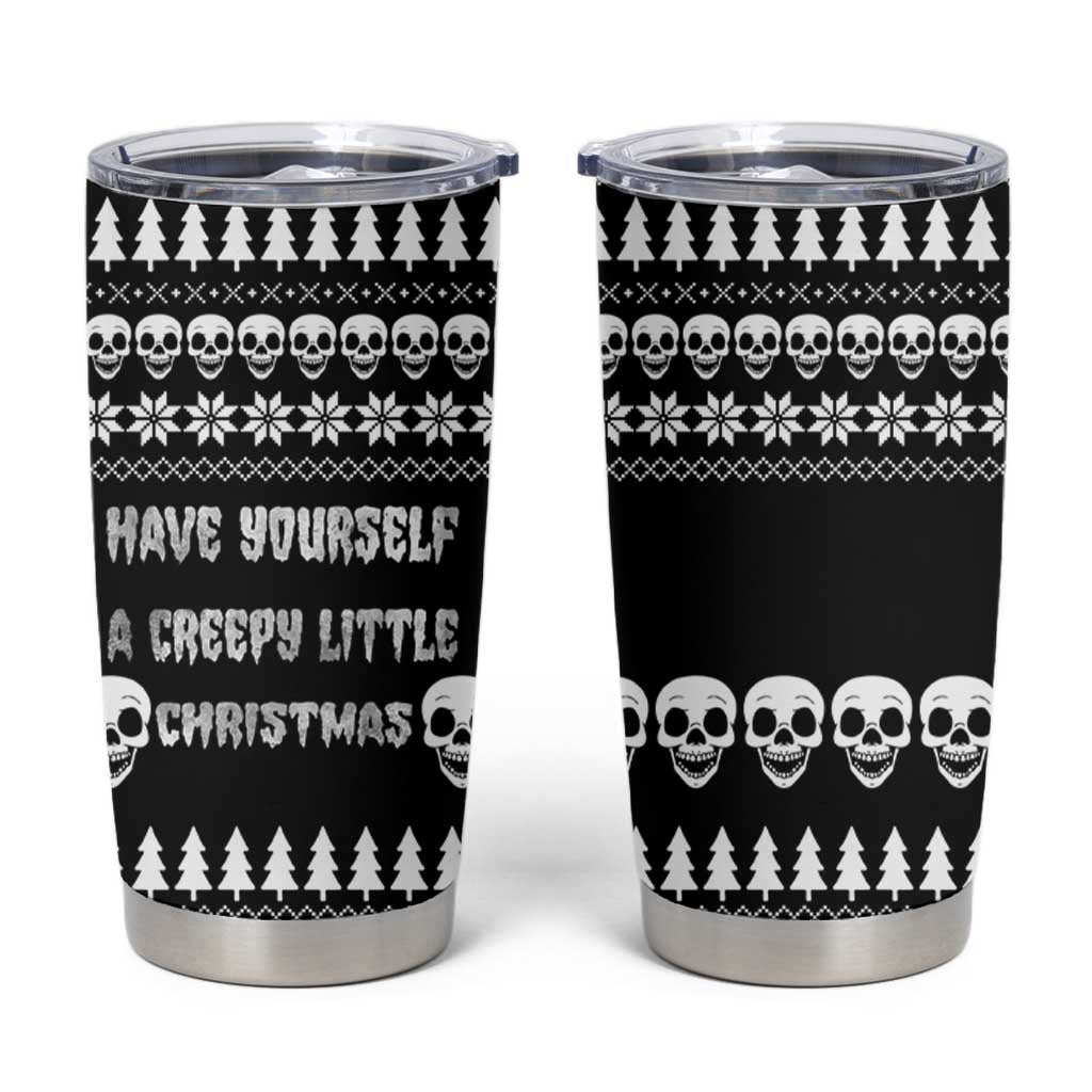 Creepy Christmas Tumbler Cup with Skulls Trees and Gothic Holiday Pattern - Wonder Print Shop