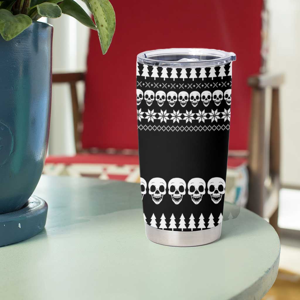 Creepy Christmas Tumbler Cup with Skulls Trees and Gothic Holiday Pattern - Wonder Print Shop