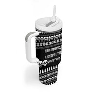 Creepy Christmas Tumbler With Handle with Skulls Trees and Gothic Holiday Pattern - Wonder Print Shop