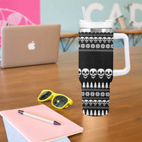 Creepy Christmas Tumbler With Handle with Skulls Trees and Gothic Holiday Pattern - Wonder Print Shop