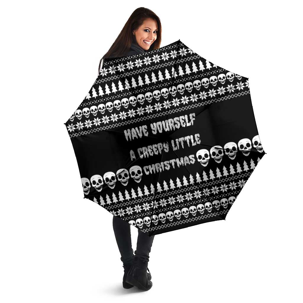 Creepy Christmas Umbrella with Skulls Trees and Gothic Holiday Pattern - Wonder Print Shop