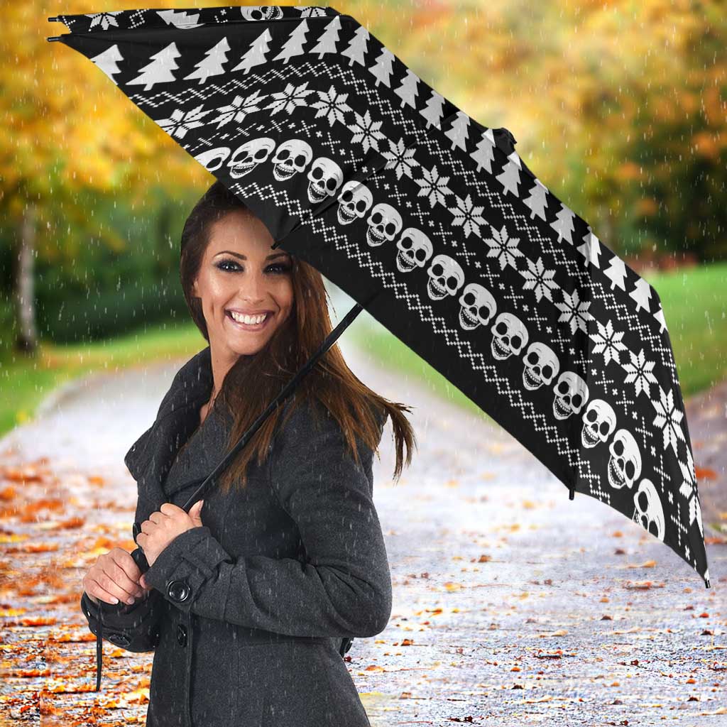 Creepy Christmas Umbrella with Skulls Trees and Gothic Holiday Pattern - Wonder Print Shop
