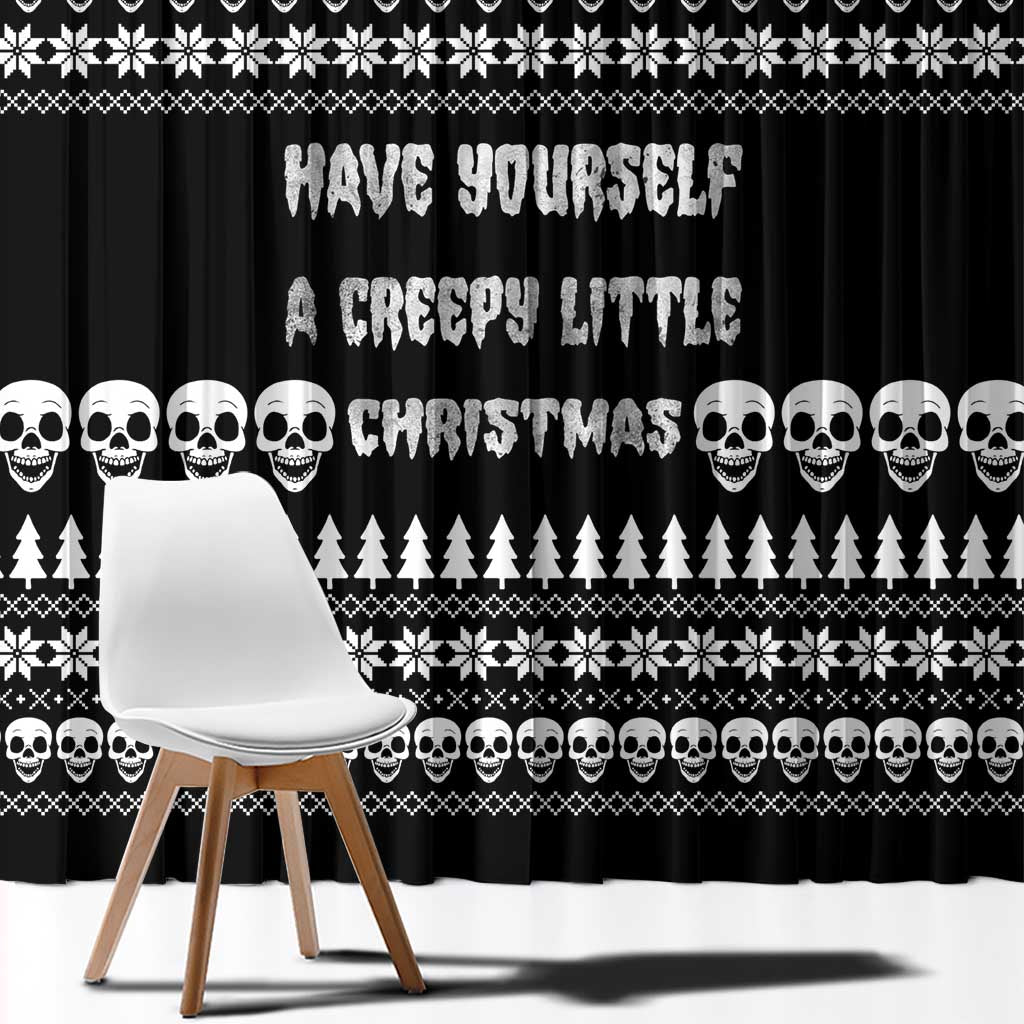 Creepy Christmas Window Curtain with Skulls Trees and Gothic Holiday Pattern - Wonder Print Shop
