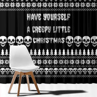Creepy Christmas Window Curtain with Skulls Trees and Gothic Holiday Pattern - Wonder Print Shop