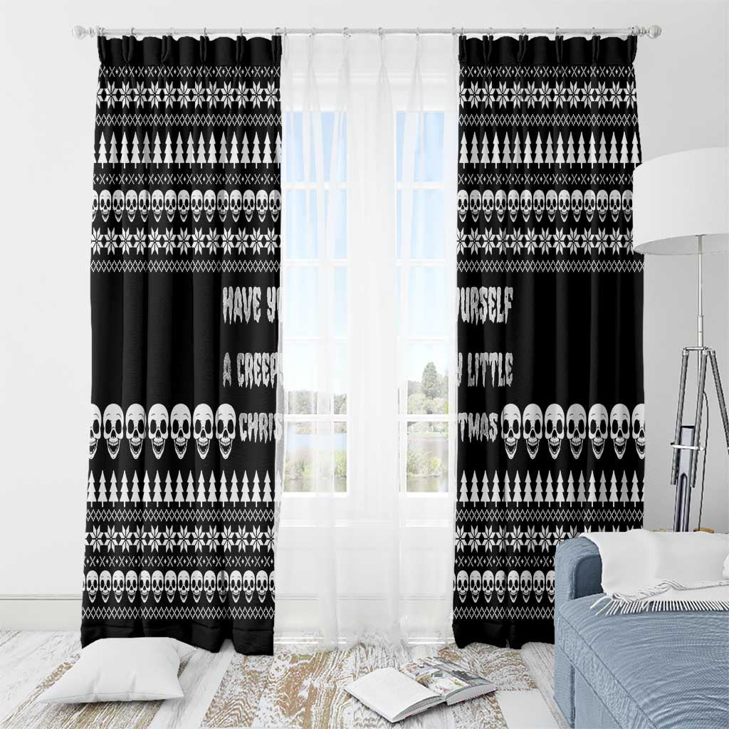 Creepy Christmas Window Curtain with Skulls Trees and Gothic Holiday Pattern - Wonder Print Shop