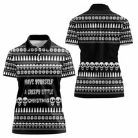 Creepy Christmas Women Polo Shirt with Skulls Trees and Gothic Holiday Pattern - Wonder Print Shop