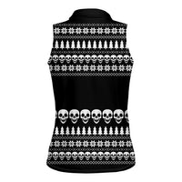 Creepy Christmas Women Sleeveless Polo Shirt with Skulls Trees and Gothic Holiday Pattern - Wonder Print Shop