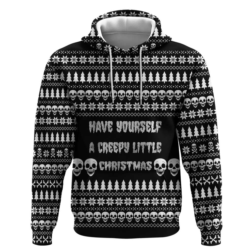 Creepy Christmas Zip Hoodie with Skulls Trees and Gothic Holiday Pattern - Wonder Print Shop