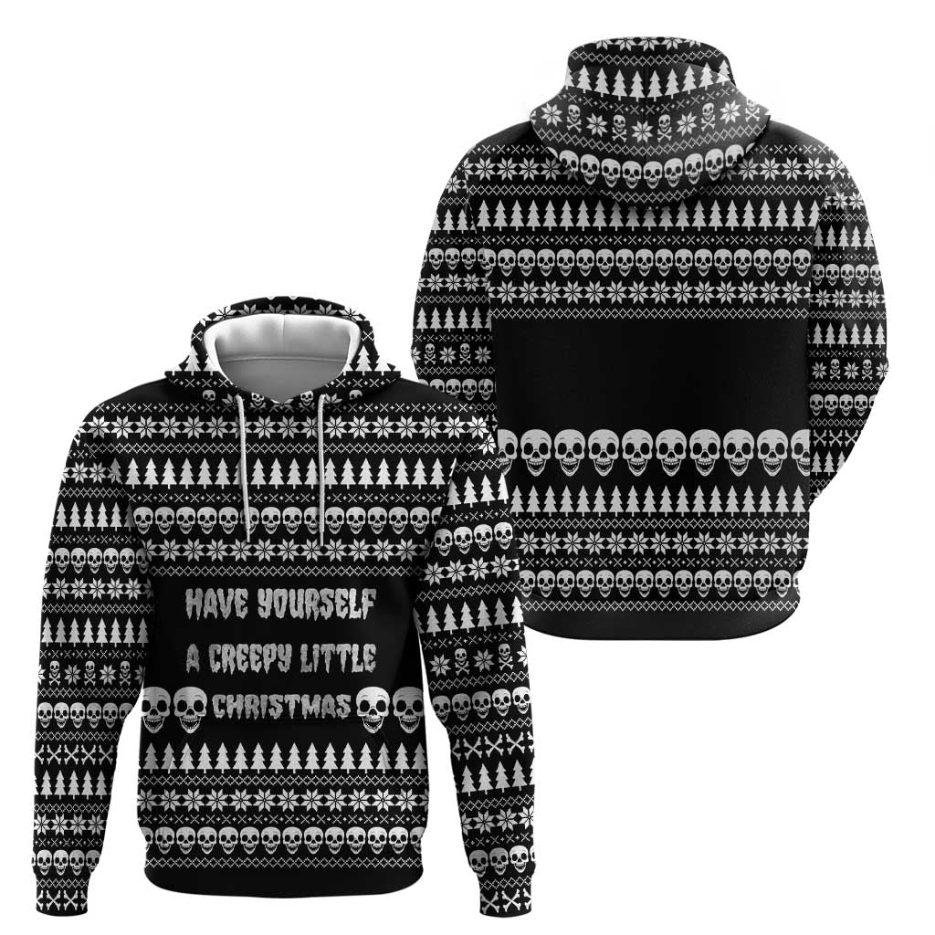 Creepy Christmas Zip Hoodie with Skulls Trees and Gothic Holiday Pattern - Wonder Print Shop