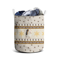 Guinea Pig Christmas Laundry Basket with Snowflakes Trees and Reindeer Pattern - Wonder Print Shop