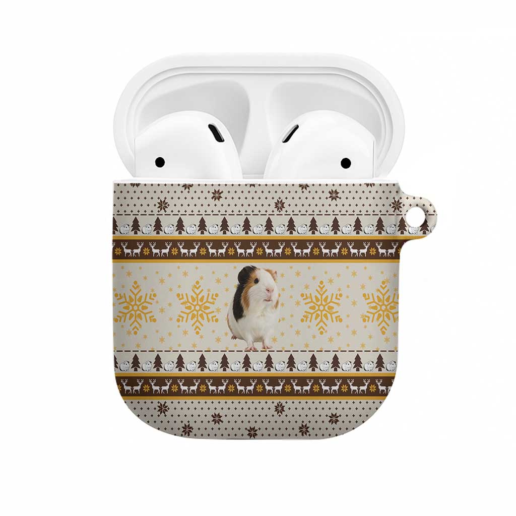 Guinea Pig Christmas AirPods Case with Snowflakes Trees and Reindeer Pattern - Wonder Print Shop