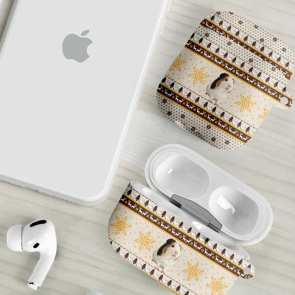 Guinea Pig Christmas AirPods Case with Snowflakes Trees and Reindeer Pattern - Wonder Print Shop