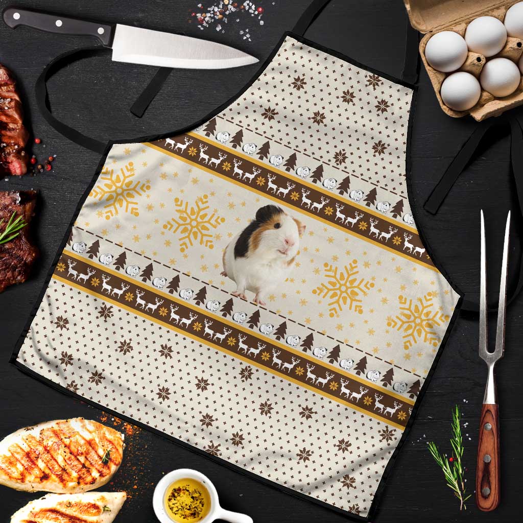 Guinea Pig Christmas Apron with Snowflakes Trees and Reindeer Pattern - Wonder Print Shop