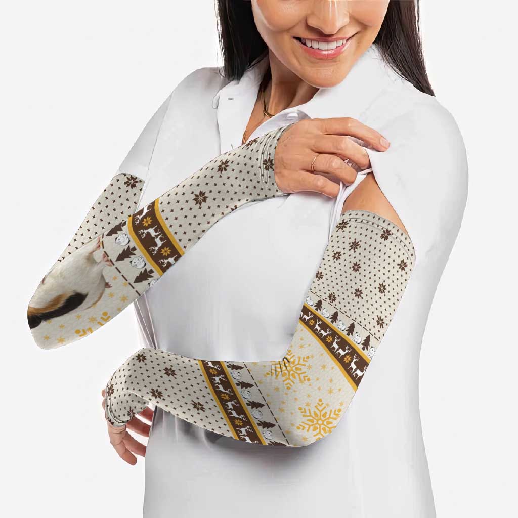 Guinea Pig Christmas Arm Sleeves with Snowflakes Trees and Reindeer Pattern - Wonder Print Shop