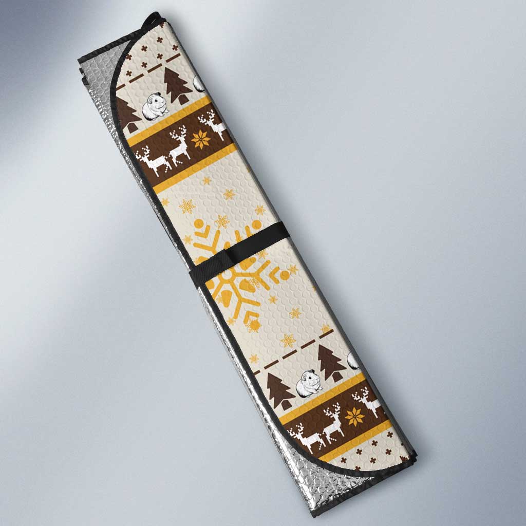 Guinea Pig Christmas Auto Sun Shade with Snowflakes Trees and Reindeer Pattern - Wonder Print Shop