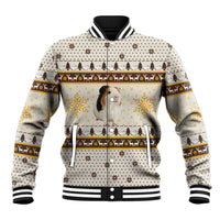 Guinea Pig Christmas Baseball Jacket with Snowflakes Trees and Reindeer Pattern - Wonder Print Shop