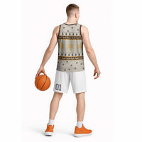 Guinea Pig Christmas Basketball Jersey with Snowflakes Trees and Reindeer Pattern - Wonder Print Shop