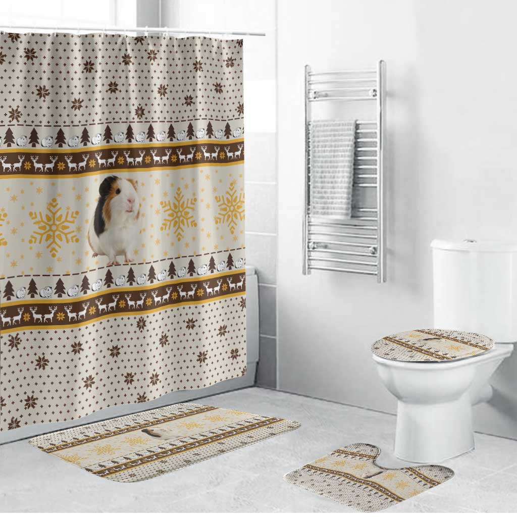 Guinea Pig Christmas Bathroom Set with Snowflakes Trees and Reindeer Pattern - Wonder Print Shop