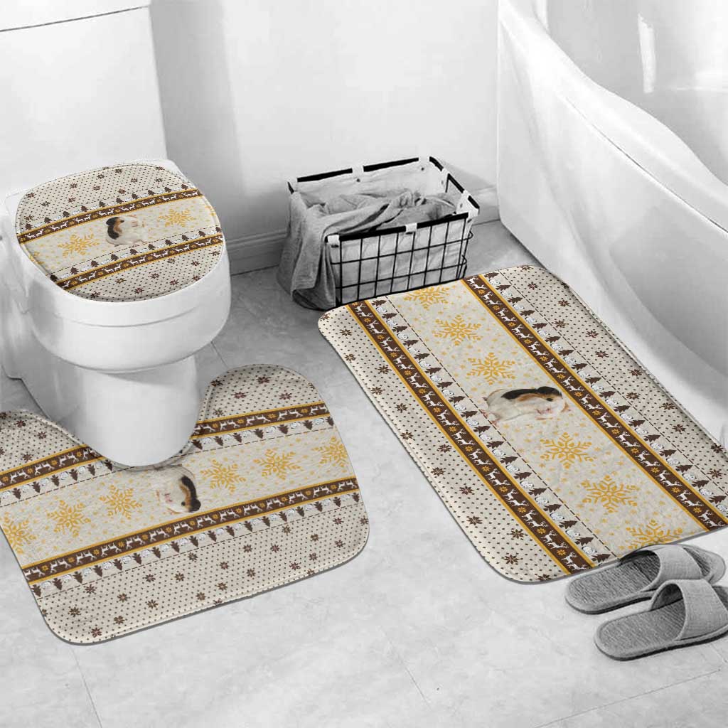 Guinea Pig Christmas Bathroom Set with Snowflakes Trees and Reindeer Pattern - Wonder Print Shop