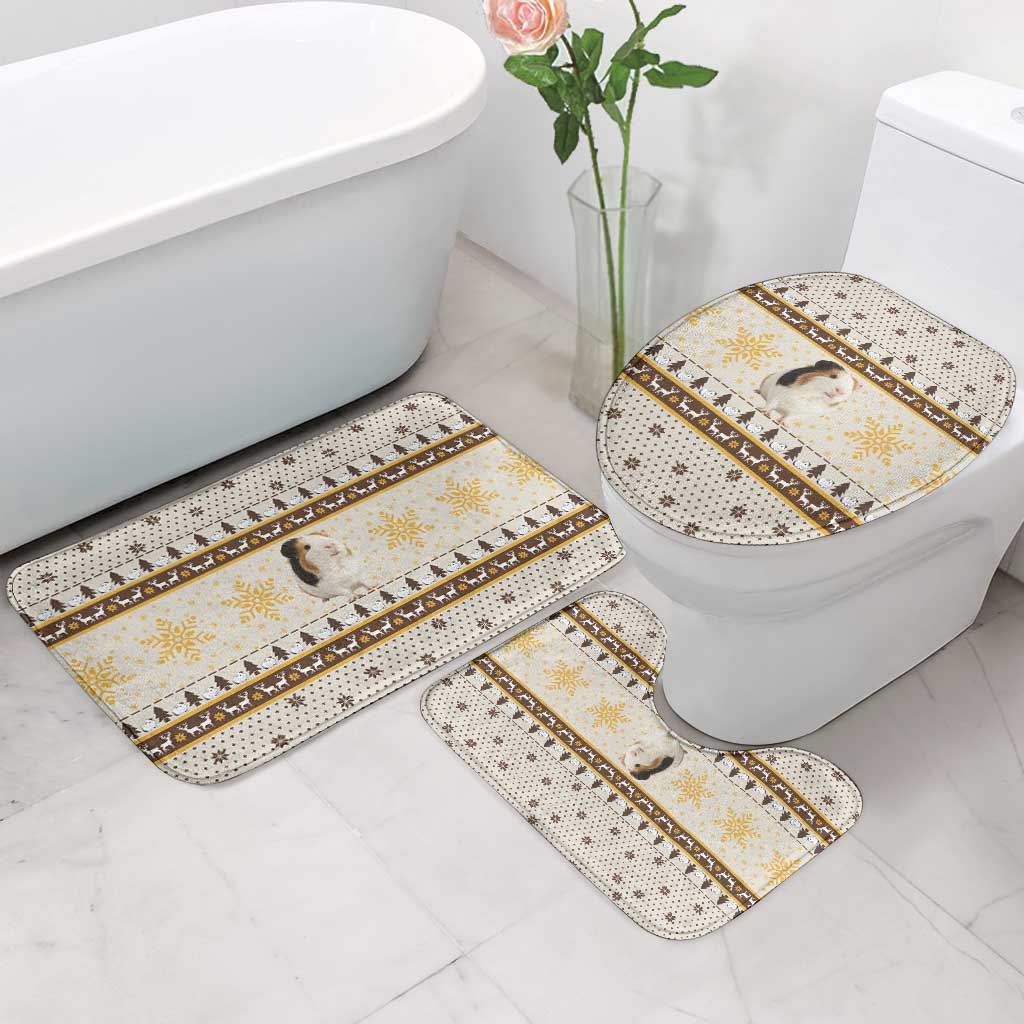 Guinea Pig Christmas Bathroom Set with Snowflakes Trees and Reindeer Pattern - Wonder Print Shop