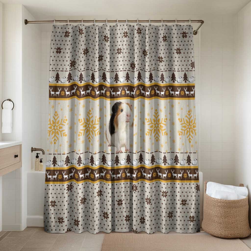 Guinea Pig Christmas Bathroom Set with Snowflakes Trees and Reindeer Pattern - Wonder Print Shop