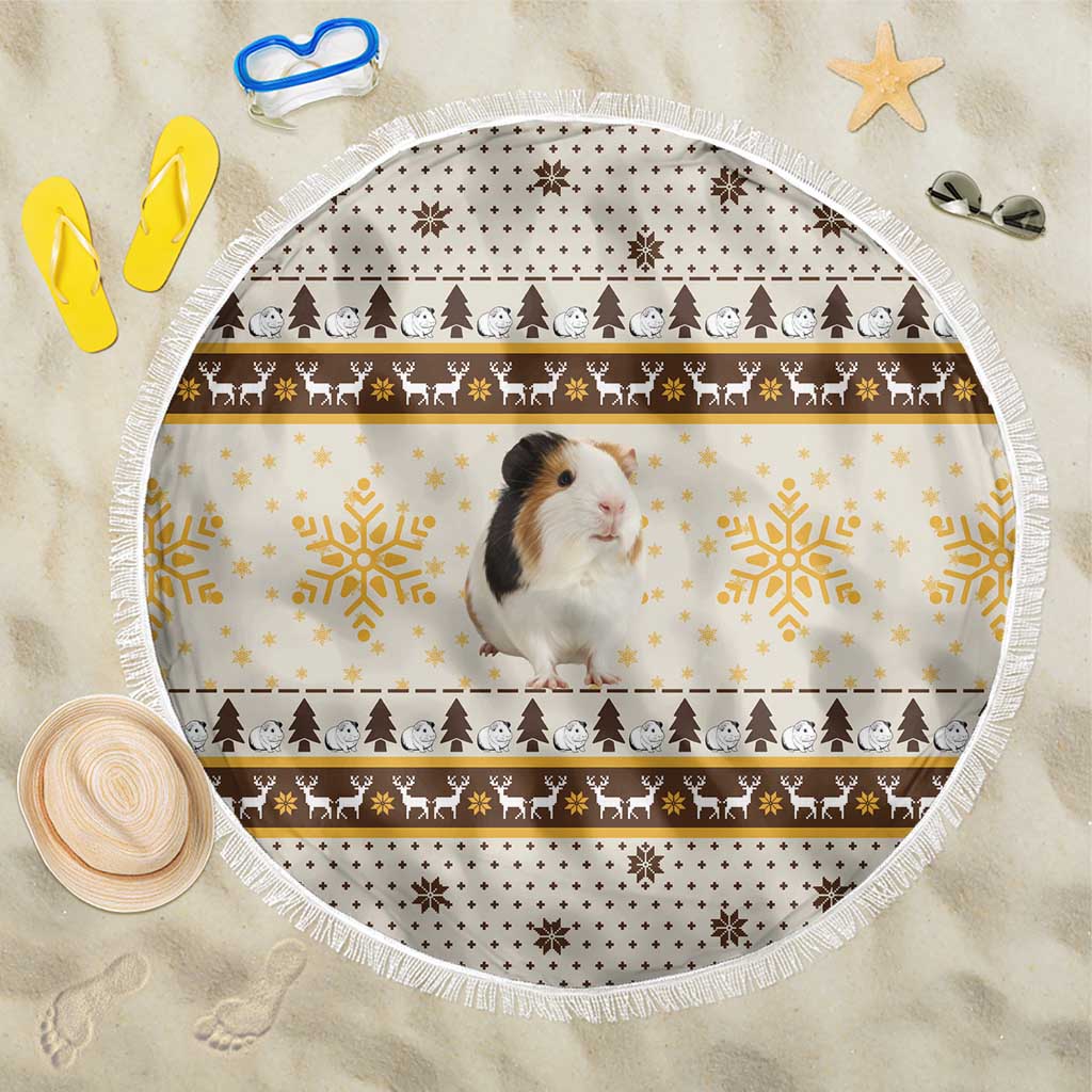 Guinea Pig Christmas Beach Blanket with Snowflakes Trees and Reindeer Pattern - Wonder Print Shop